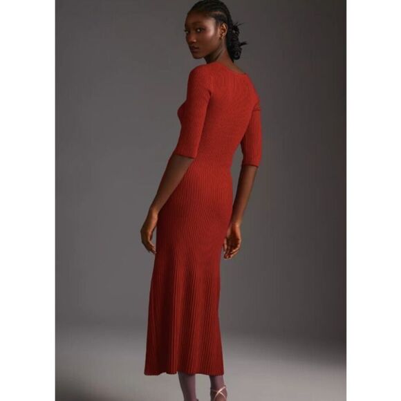 New Favorite Daughter The Crush Cutout Ribbed Knit Sweater Dress Red Size Large - Picture 2 of 5